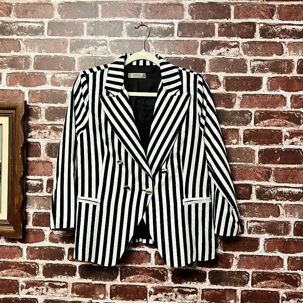 Striped Black and White Women's Blazer